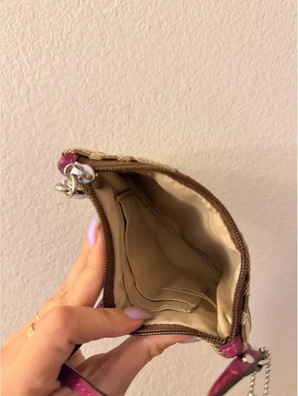 Vintage Coach Wristlet with Maroon Stripe